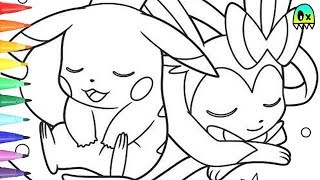 Pokeon coloring pages pikachu eevee and sylveon coloring book fun