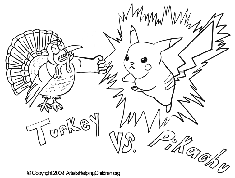 Thanksgiving pikachu fighting turkey crafts activity coloring pages printouts activities worksheets for kids free thanksgiving day coloring book printables coloring sheets pictures for children to celebrate thanksgiving