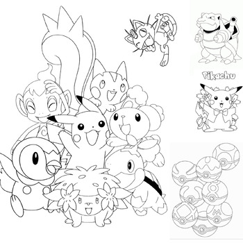 Pokemon coloring pages book for children by kamal lehrabbat tpt