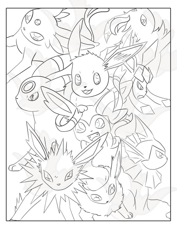 Cute coloring page adult coloring page printable coloring sheets pokemon coloring sheets eevee coloring sheet vaporeon jolteon