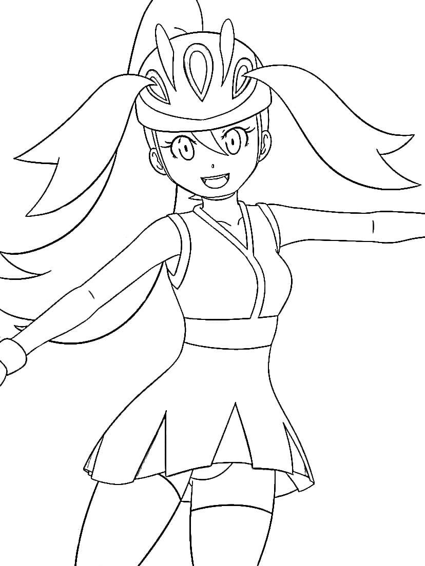 Pretty korrina pokemon coloring page