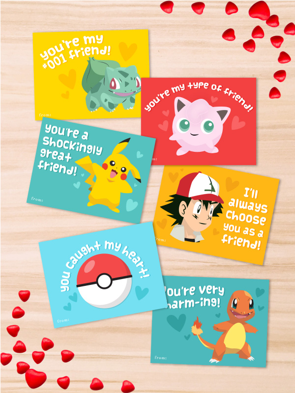 Free printable pokemon valentines cards for kids