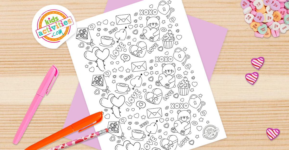 I heart these adorable free valentine doodles you can print color kids activities blog