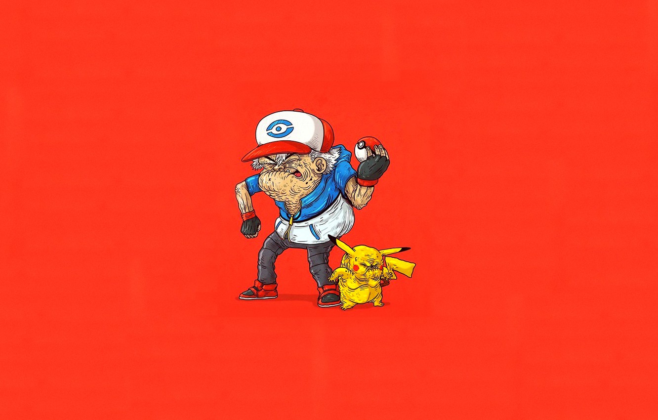 Wallpaper humor red art pokemon pikachu pokebol ash ketchum old age images for desktop section ððððððððð