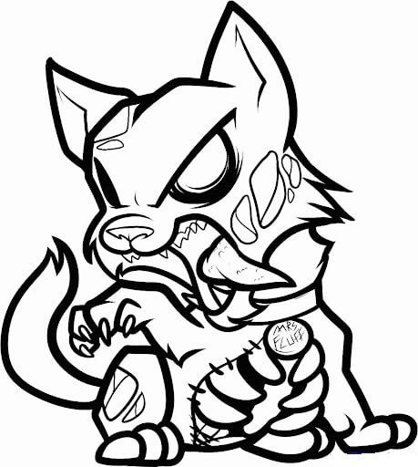 Zombie wolf coloring page