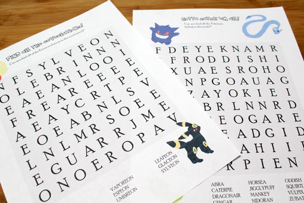 Printable pokãmon puzzles maze and word search for kids