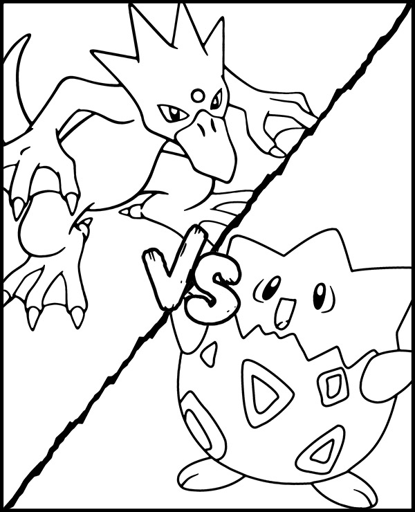 Pokemon coloring page togepi vs golduck