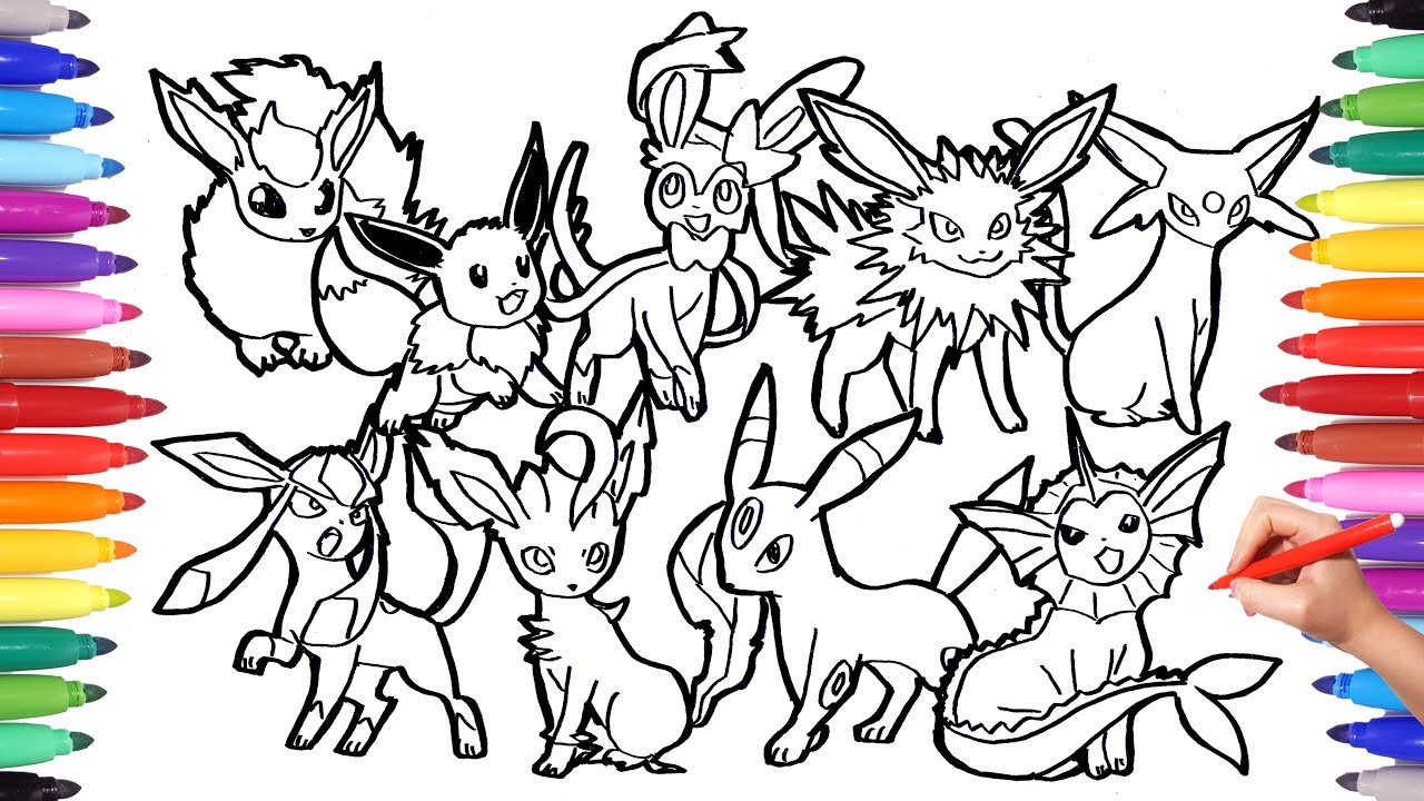 Pokemon coloring pages eevee evolution pokemon coloring book fun art for kids