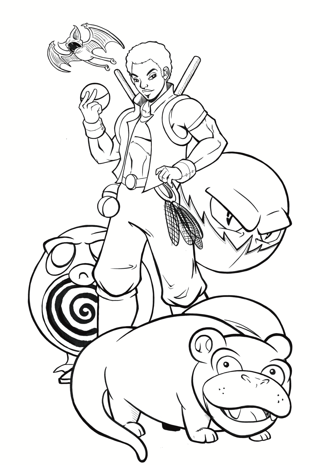 Pokemon trainer nehmann coloring page