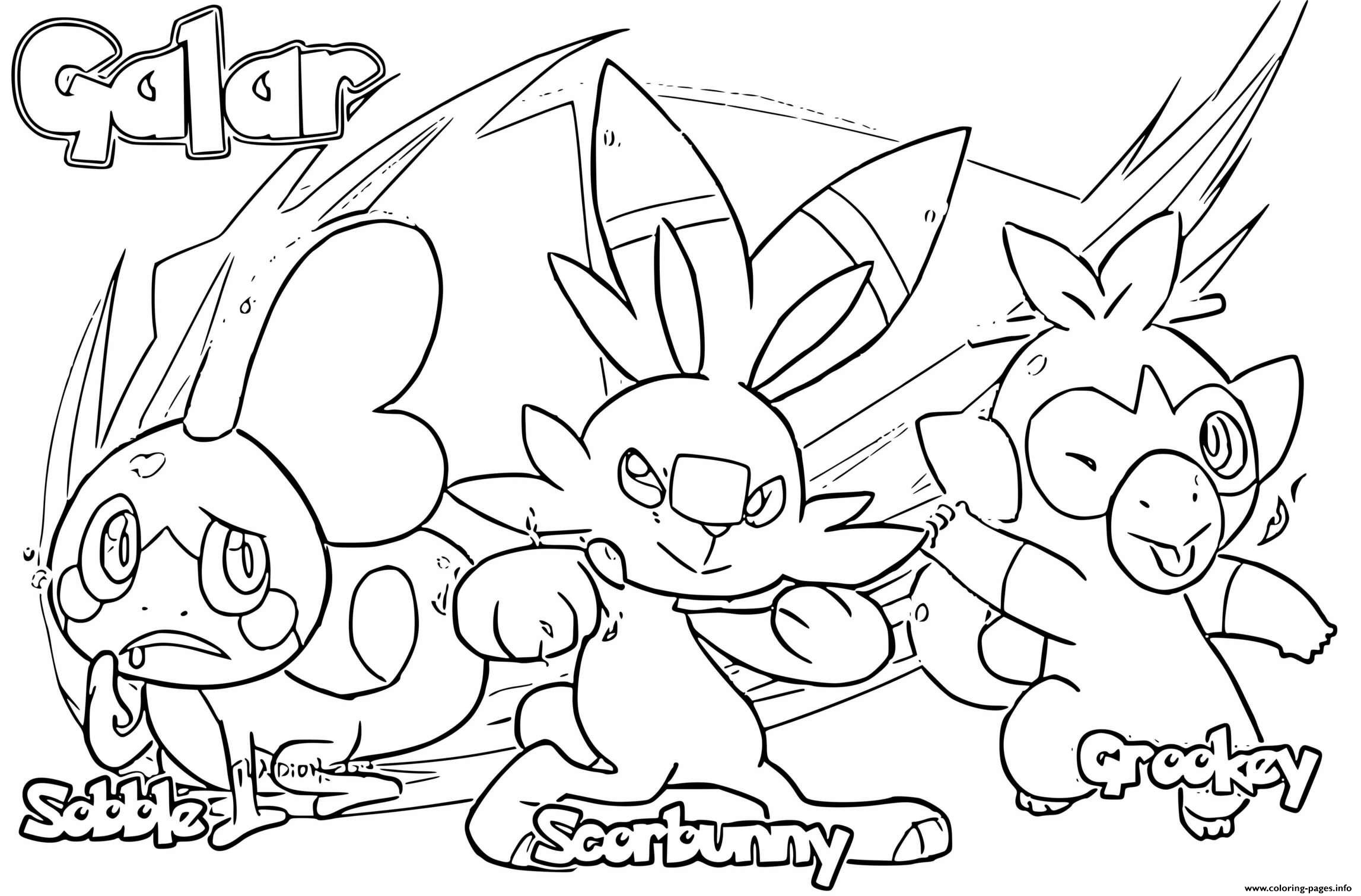 Pokemon sword shield starters by gladioh coloring page printable