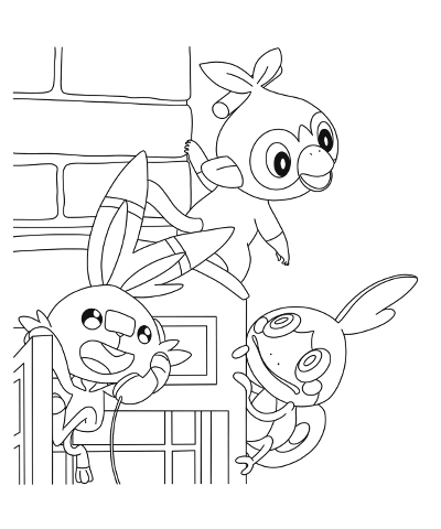 Download scorbunny grookey aipom coloring page free printable drawings