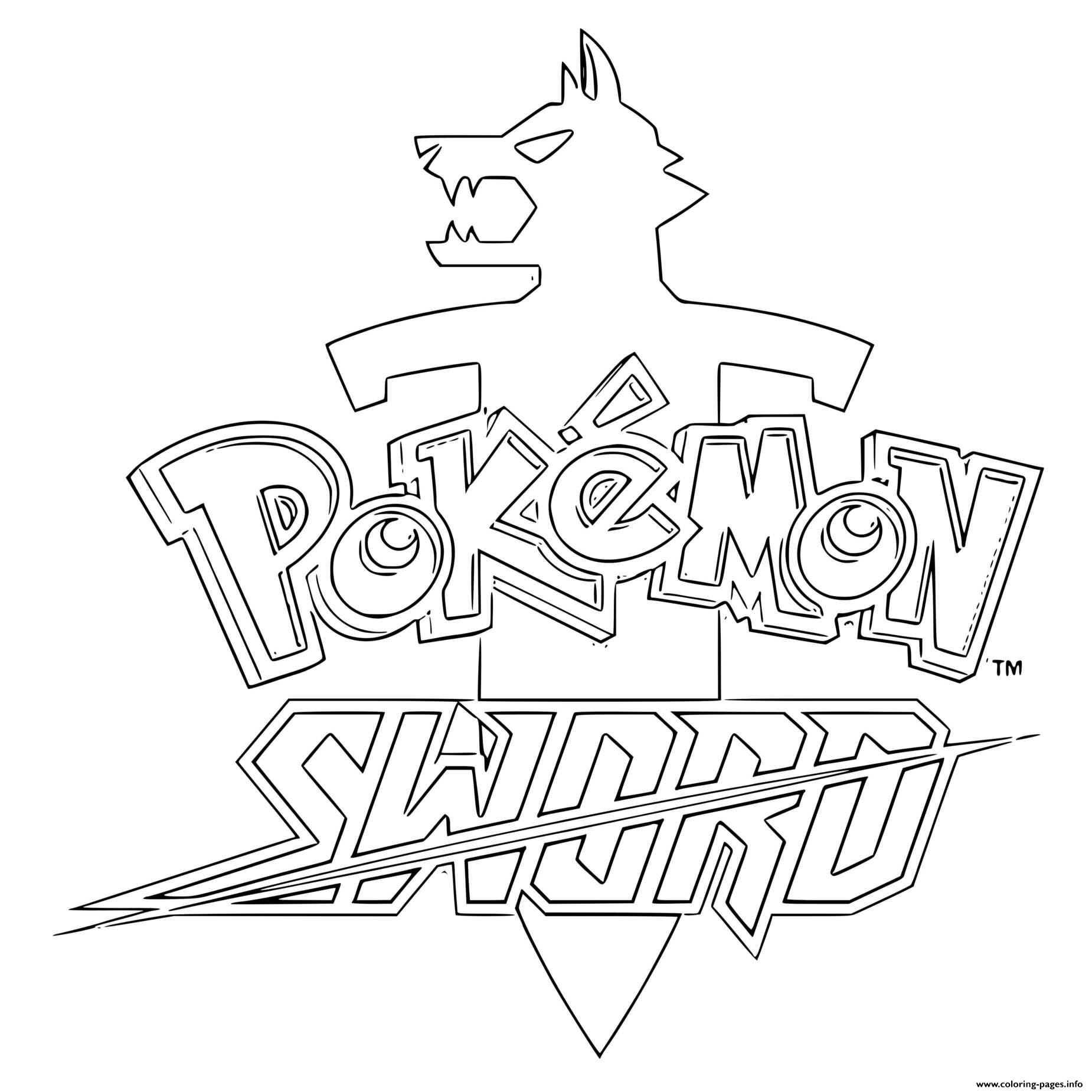 Pokemon sword logo coloring page printable