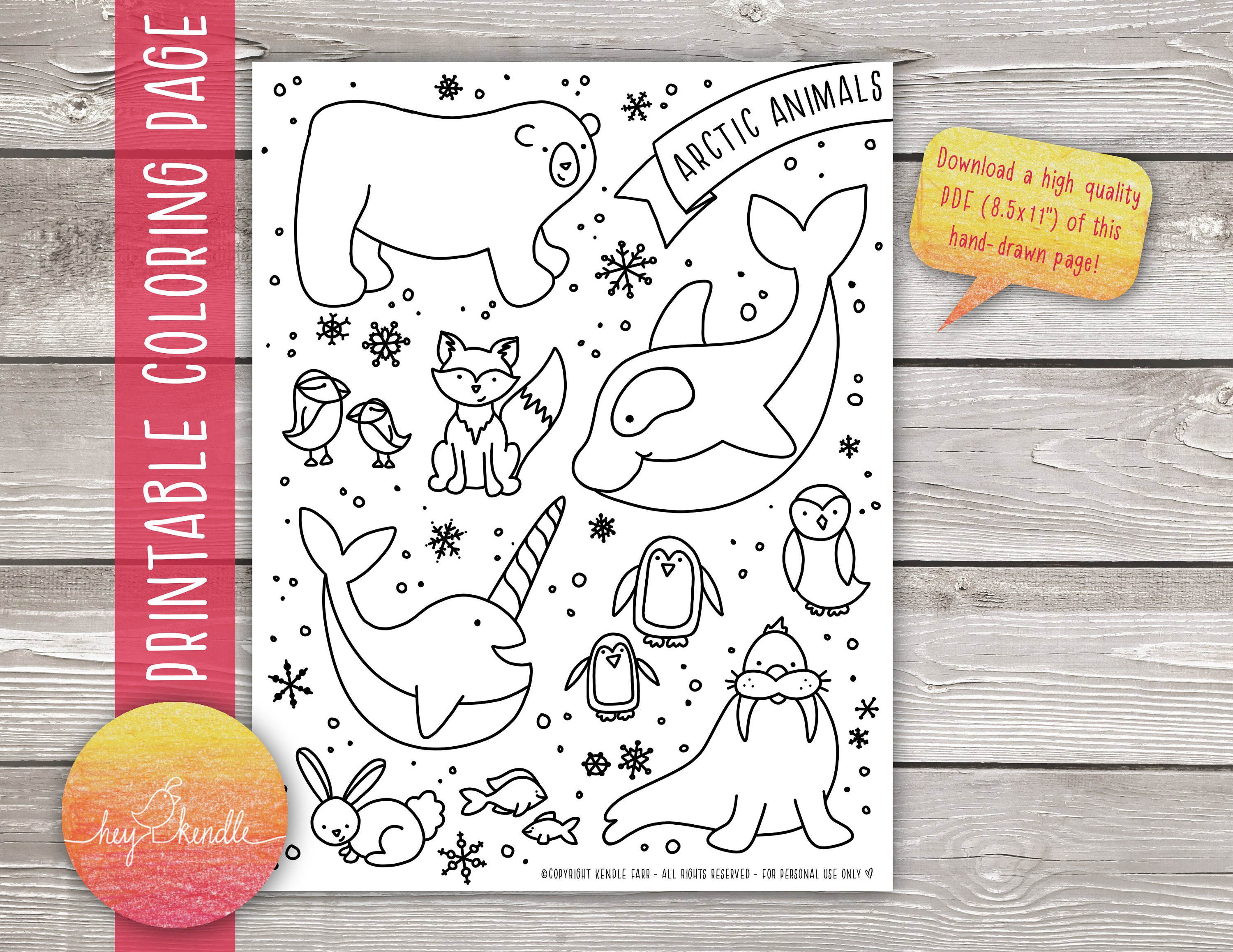 Arctic animals coloring page download now