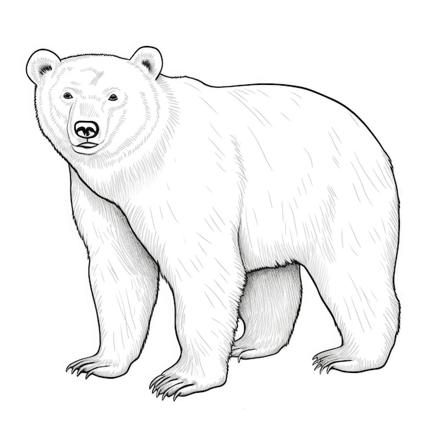 Premium ai image black and white coloring picture of a polar bear