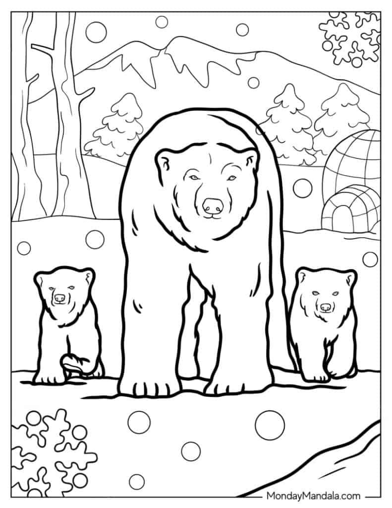 Polar bear coloring pages free pdf printables