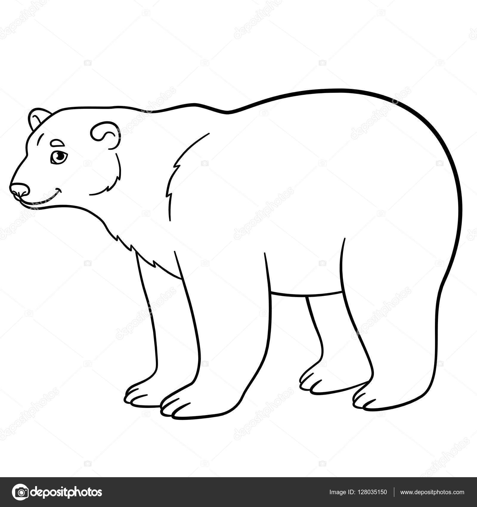 Coloring pages cute polar bear smiles stock vector by ya