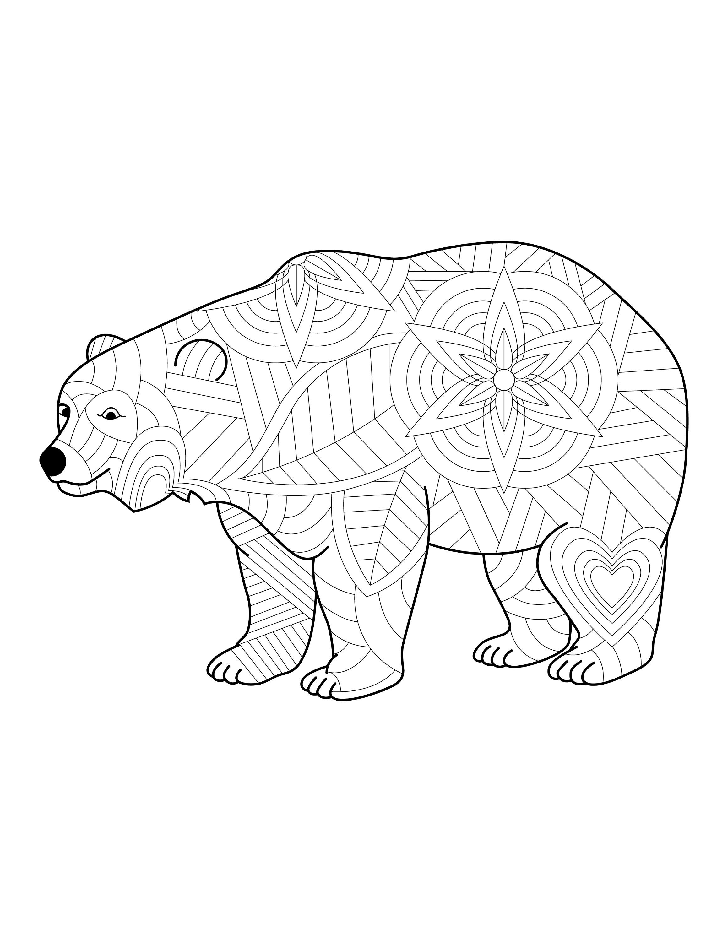 Polar bear coloring page zen coloring digital download coloring page instant download printable pdf