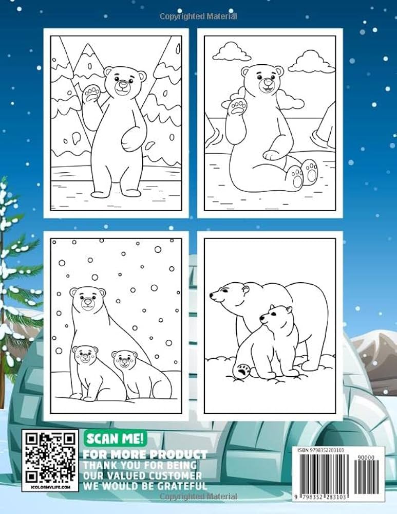 Polar bear coloring book colouring pages to drawing with amazaing animal for animal with illustrations for relaxation wolf emilio wolf books