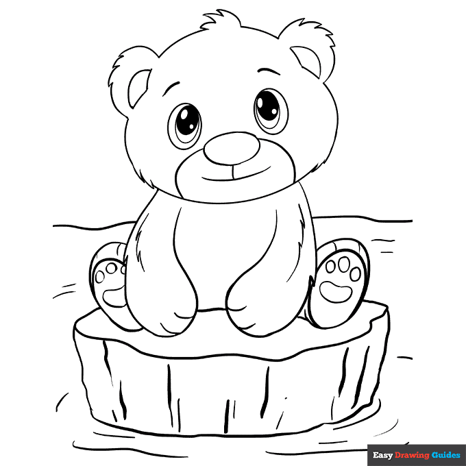 Polar bear cub coloring page easy drawing guides