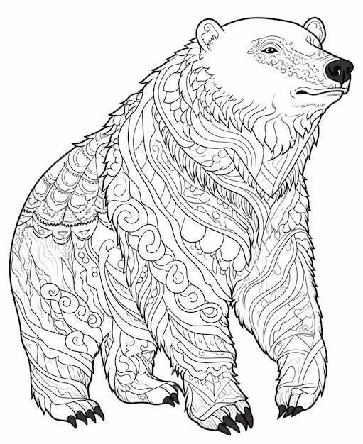 Premium ai image coloring pages of a bear climbing a tree in the woods generative ai