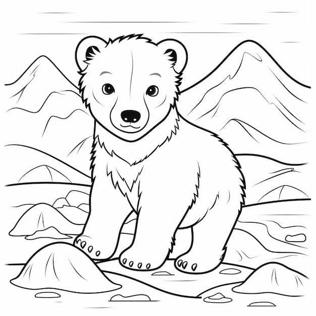 Premium ai image coloring pages of a bear climbing a tree in the woods generative ai