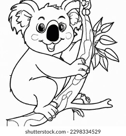 Koala bear joey climbing eucalyptus tree stock vector royalty free