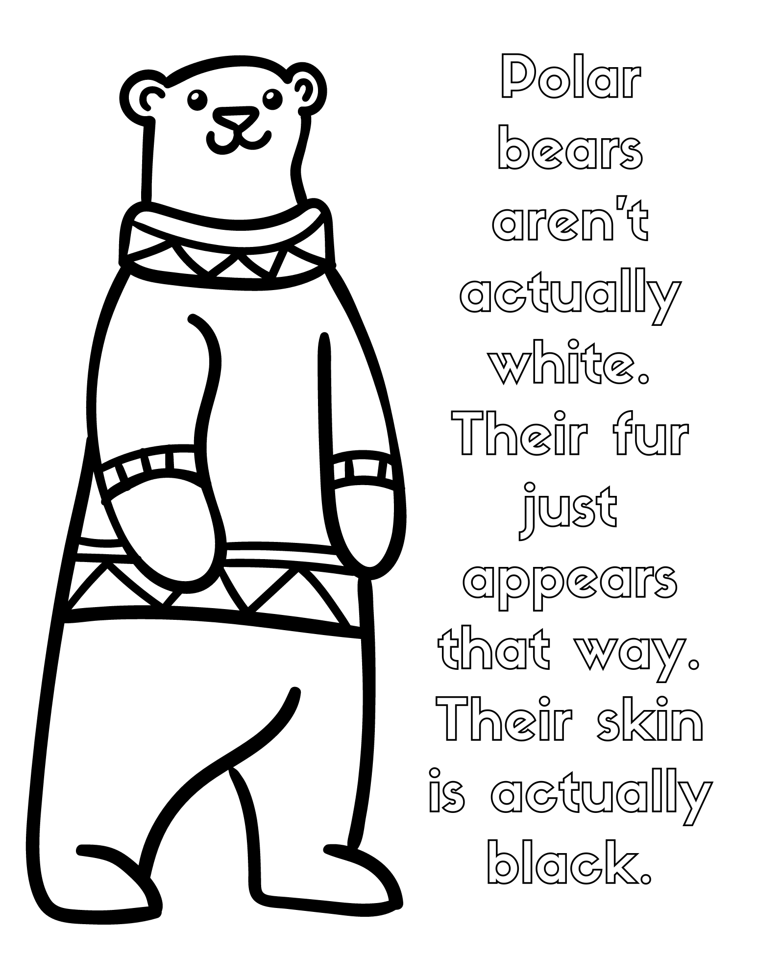 Free polar bear coloring pages for kids and adults