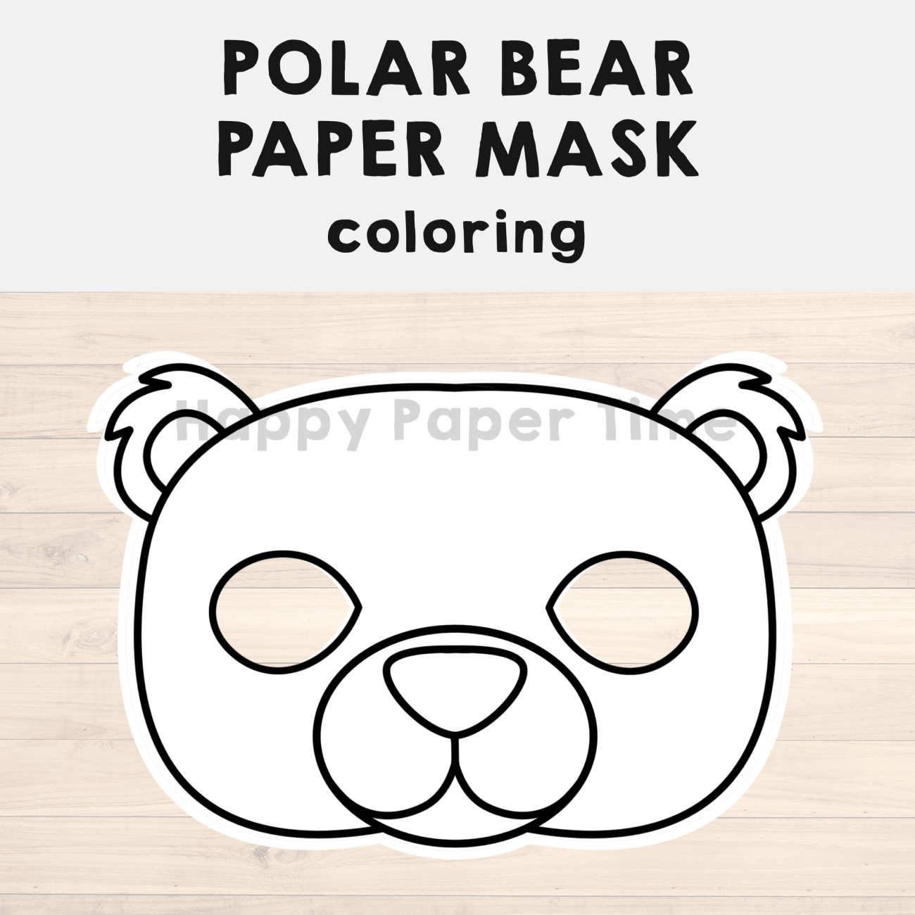 Polar bear paper mask printable polar animal coloring craft activity made by teachers