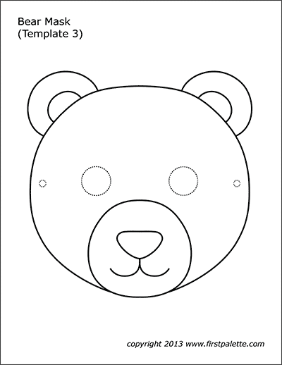 Bear masks free printable templates coloring pages