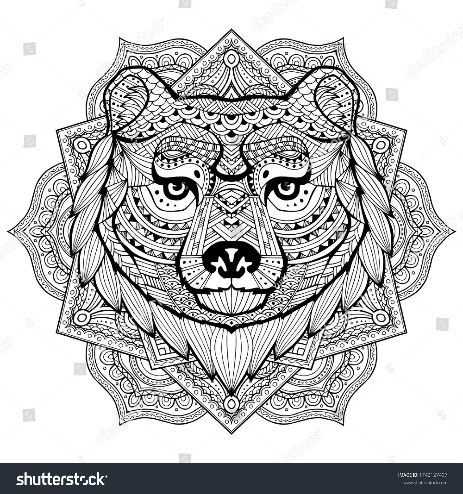 Bear coloring handdrawn style zentangle doodle stock vector royalty free