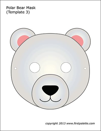 Polar bear mask bear mask animal masks craft template printable