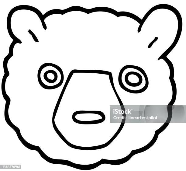 Line drawing cartoon polar bear face stock illustration