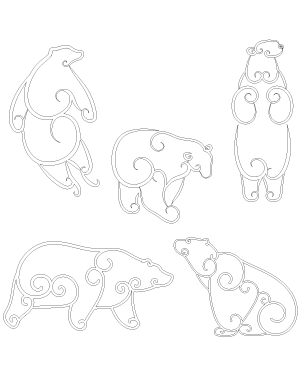 Polar bear head outline patterns dfx eps pdf png and svg cut files