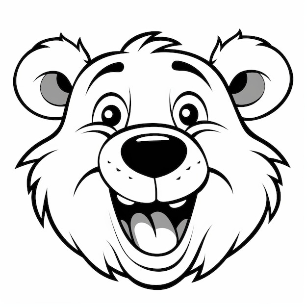 Premium ai image animated black and white polar bear head coloring page