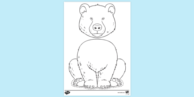 Bear puppet template colouring colouring sheet