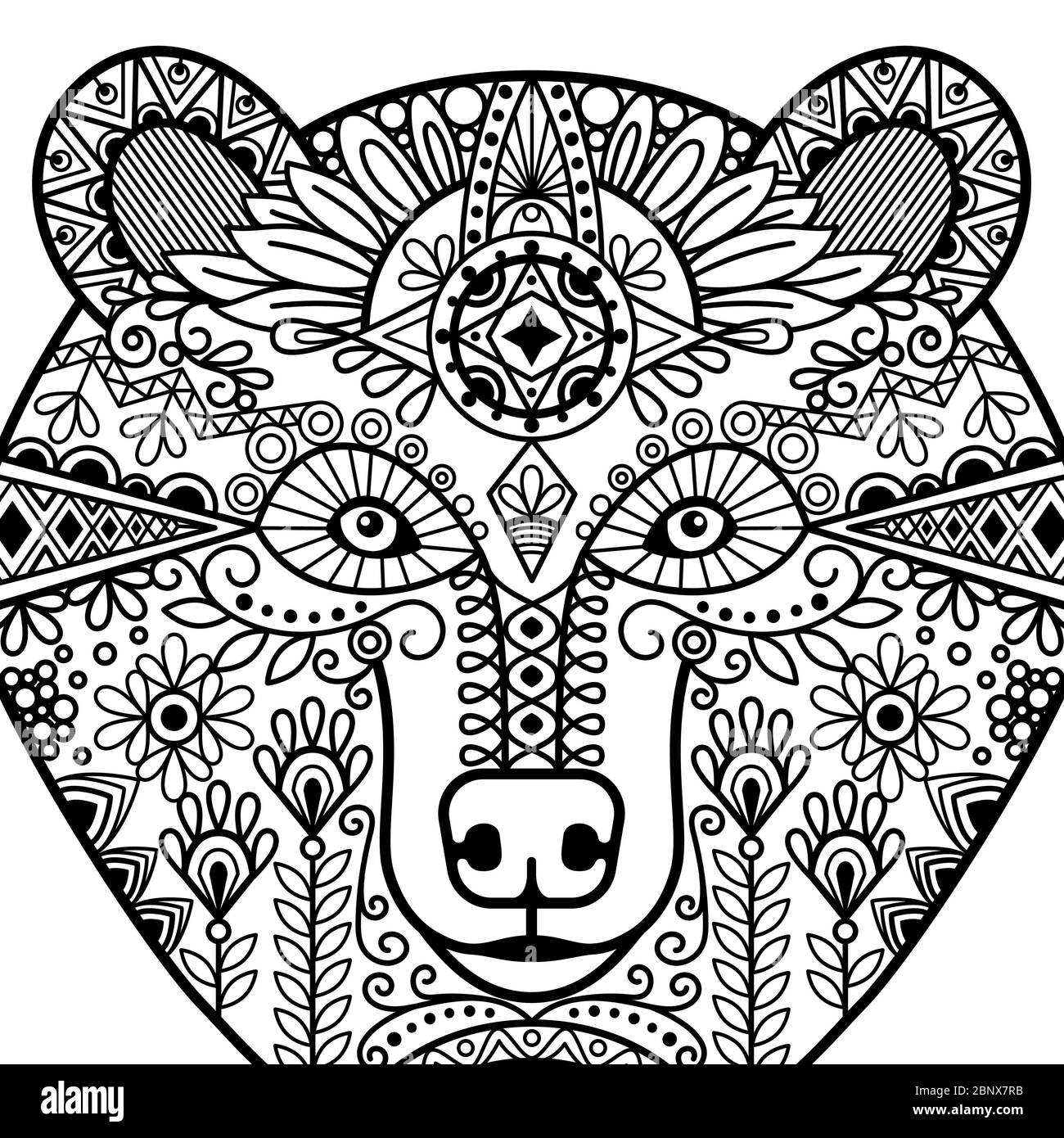 Zentangle bear head hand drawn doodle bear face vector illustration stock vector image art