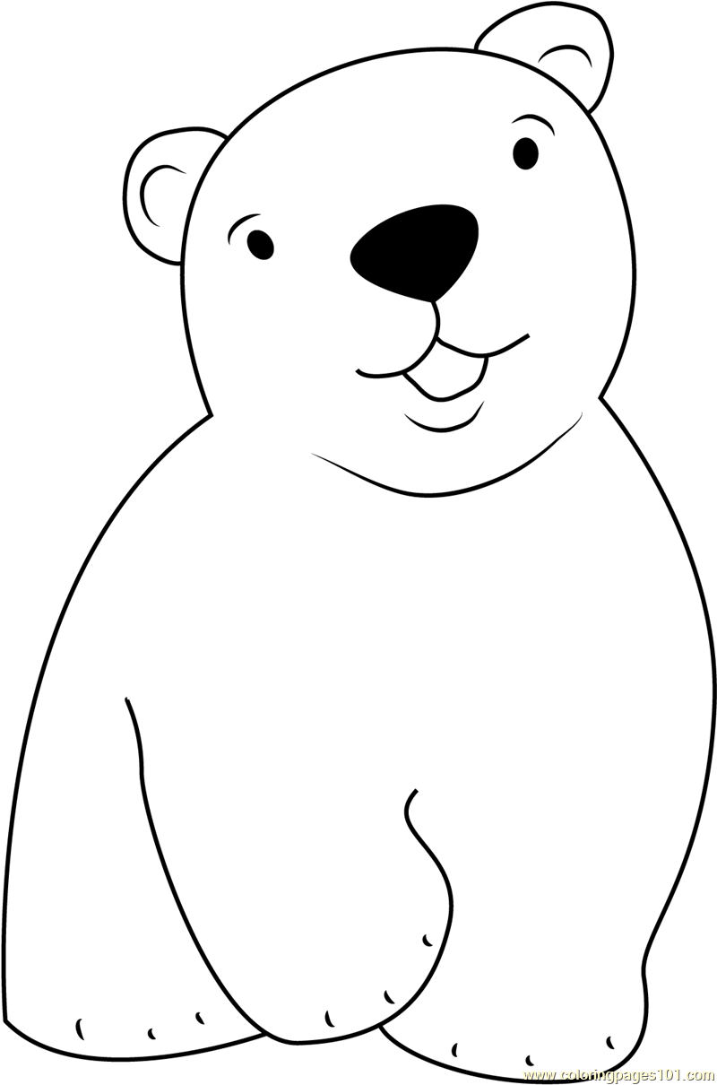 Cute little polar bear coloring page for kids