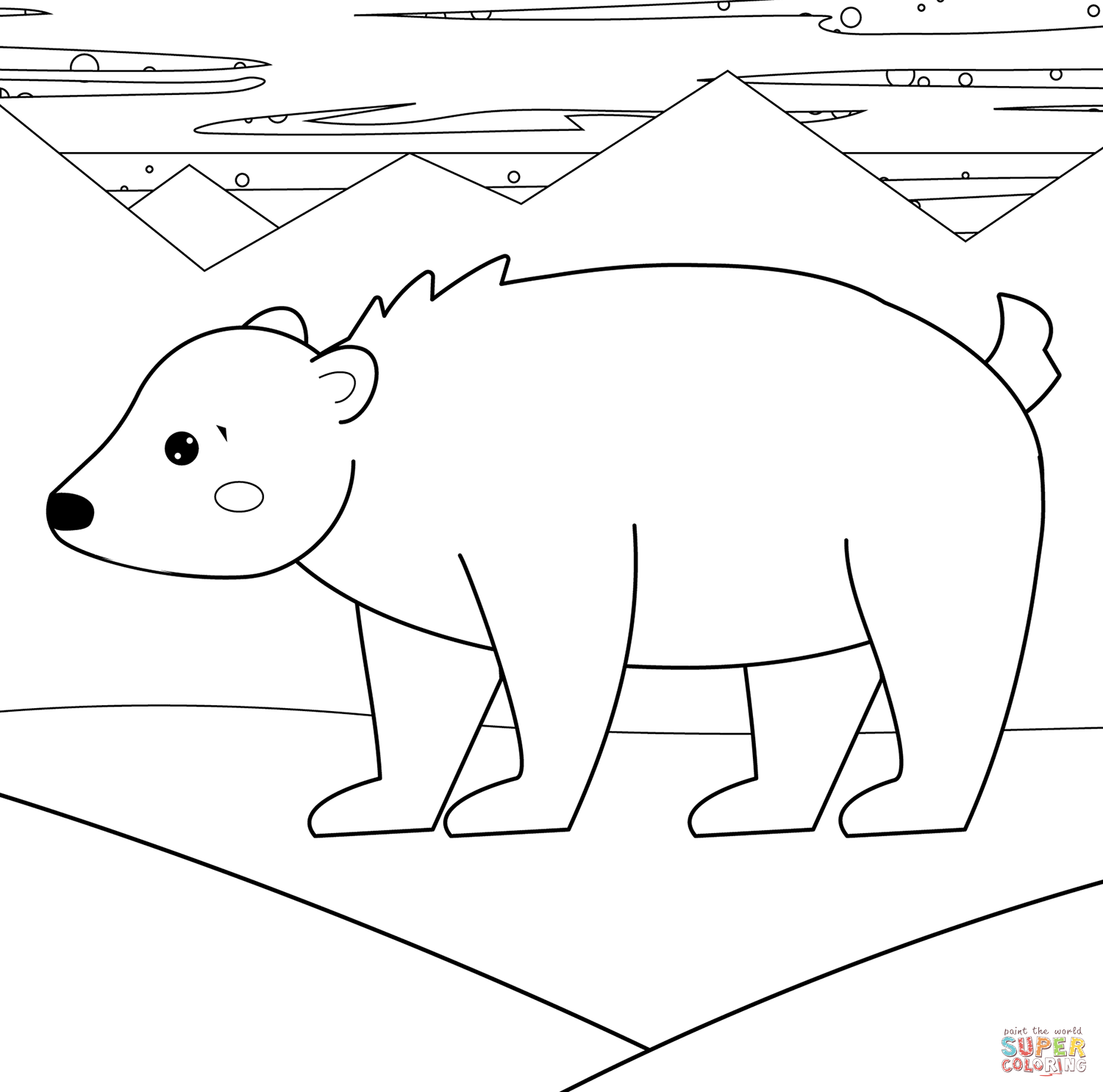 Polar bear coloring page free printable coloring pages