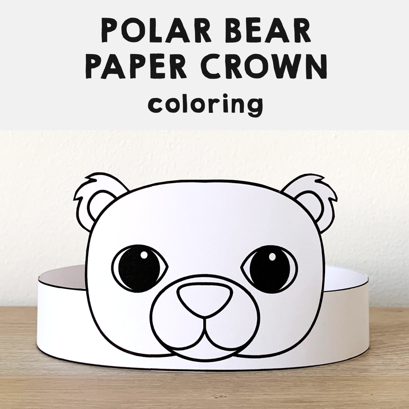 Polar bear paper crown printable coloring craft made by teachers