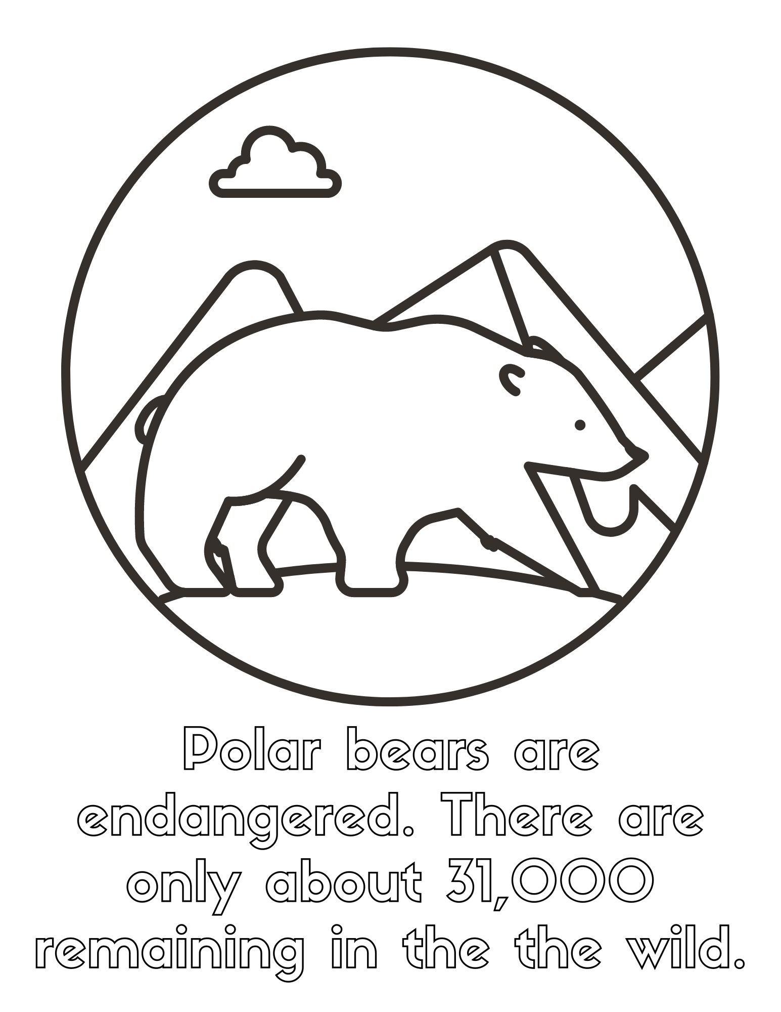 Free polar bear coloring pages for kids and adults
