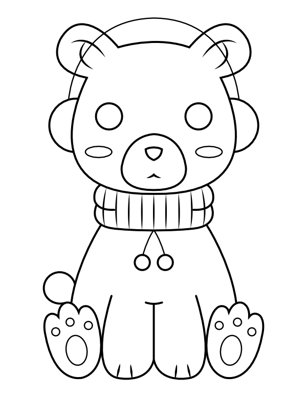 Printable kawaii polar bear coloring page