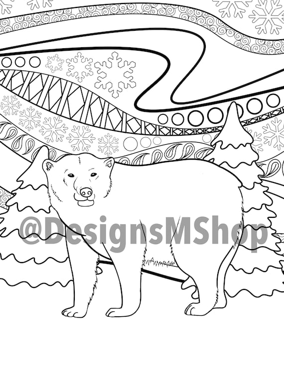 Polar bear printable coloring page download now