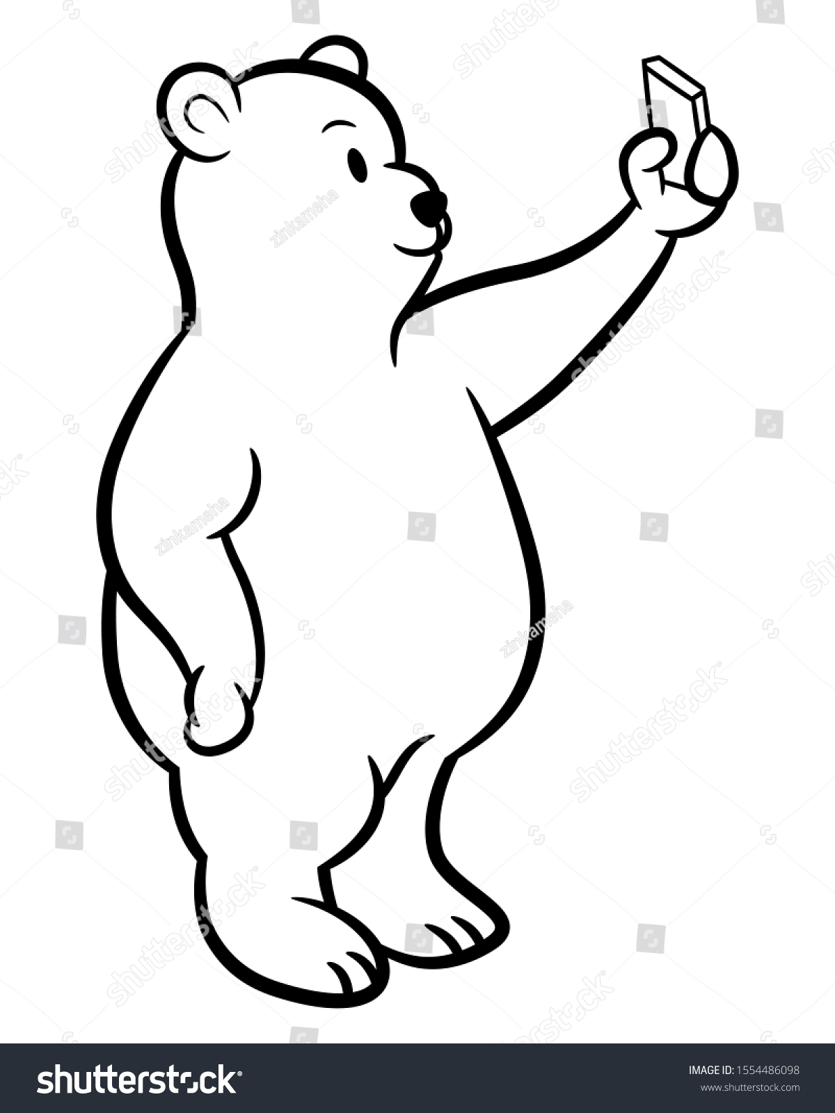 Cute polar bear cartoon taking selfie stock vector royalty free