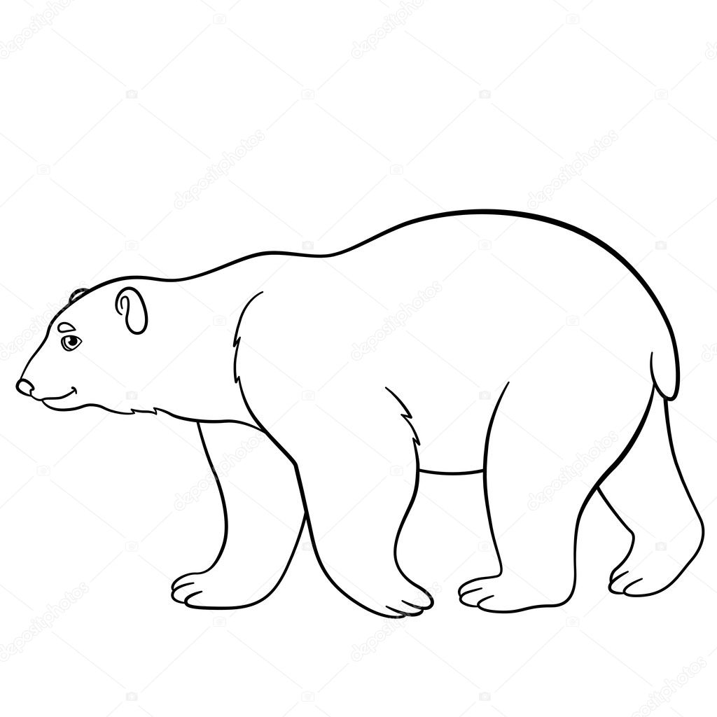 Coloring pages cute polar bear smiles stock vector by ya