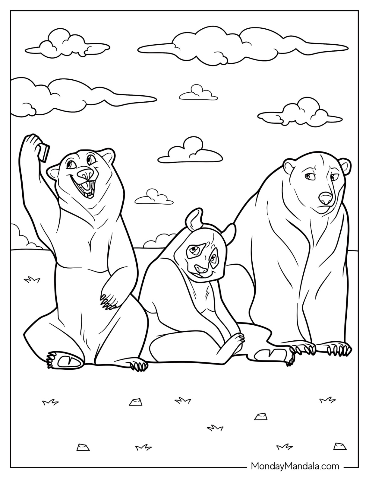 Bear coloring pages free pdf printables