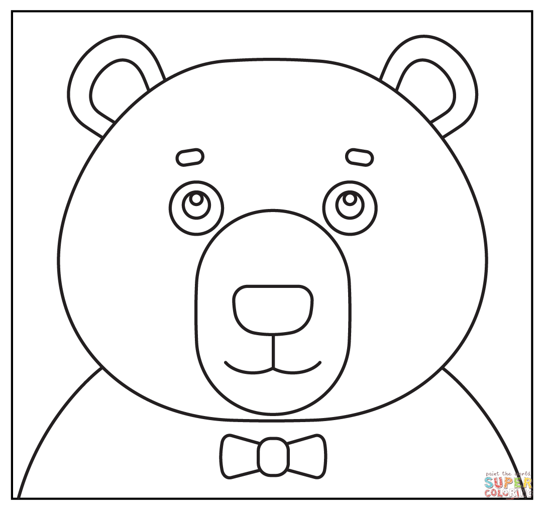 Cartoon brown bear selfie coloring page free printable coloring pages