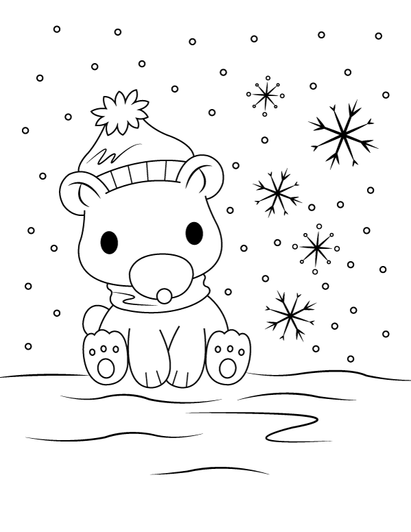 Printable baby polar bear coloring page