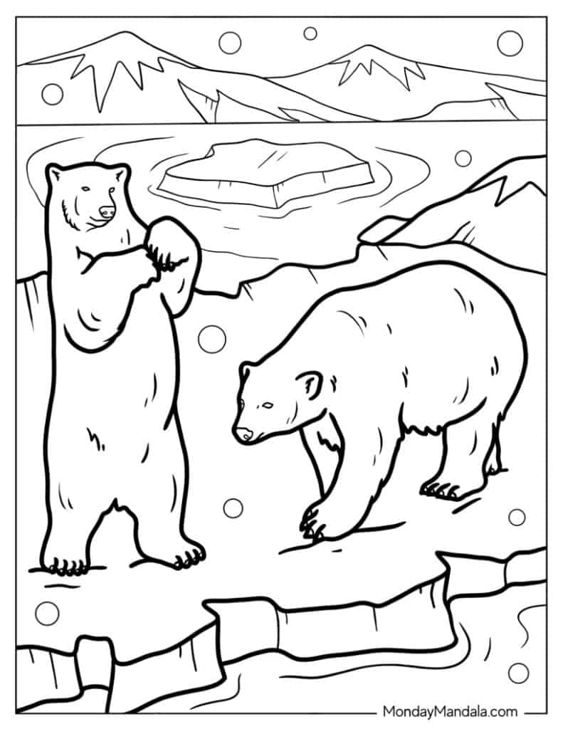 Polar bear coloring pages free pdf printables