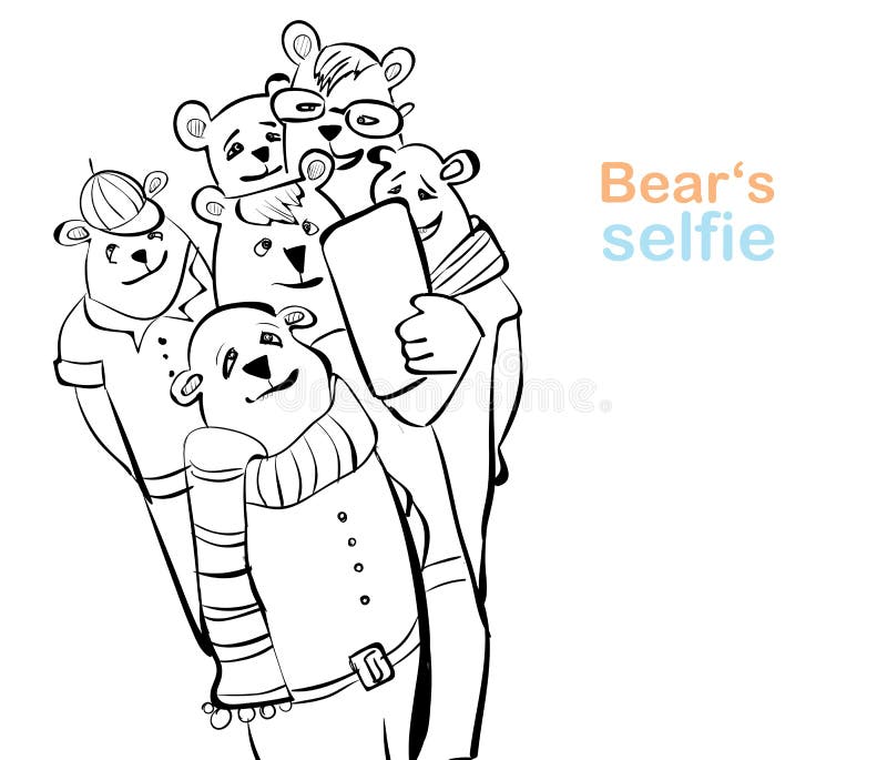 Bears selfie stock illustrations â bears selfie stock illustrations vectors clipart