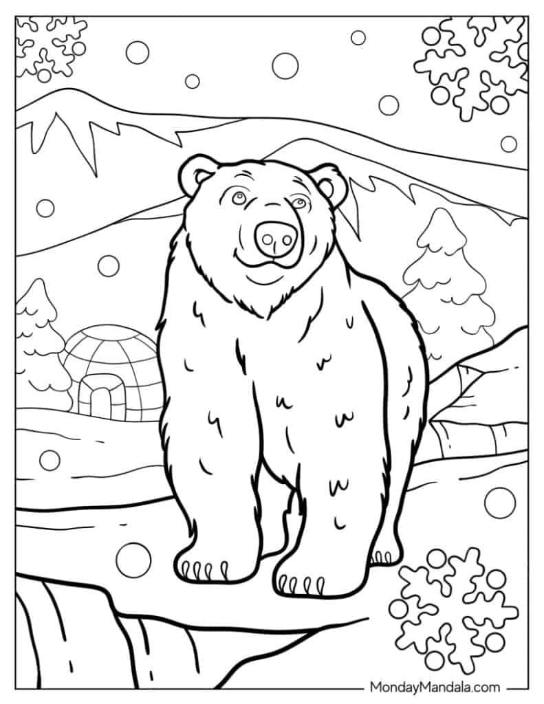 Polar bear coloring pages free pdf printables